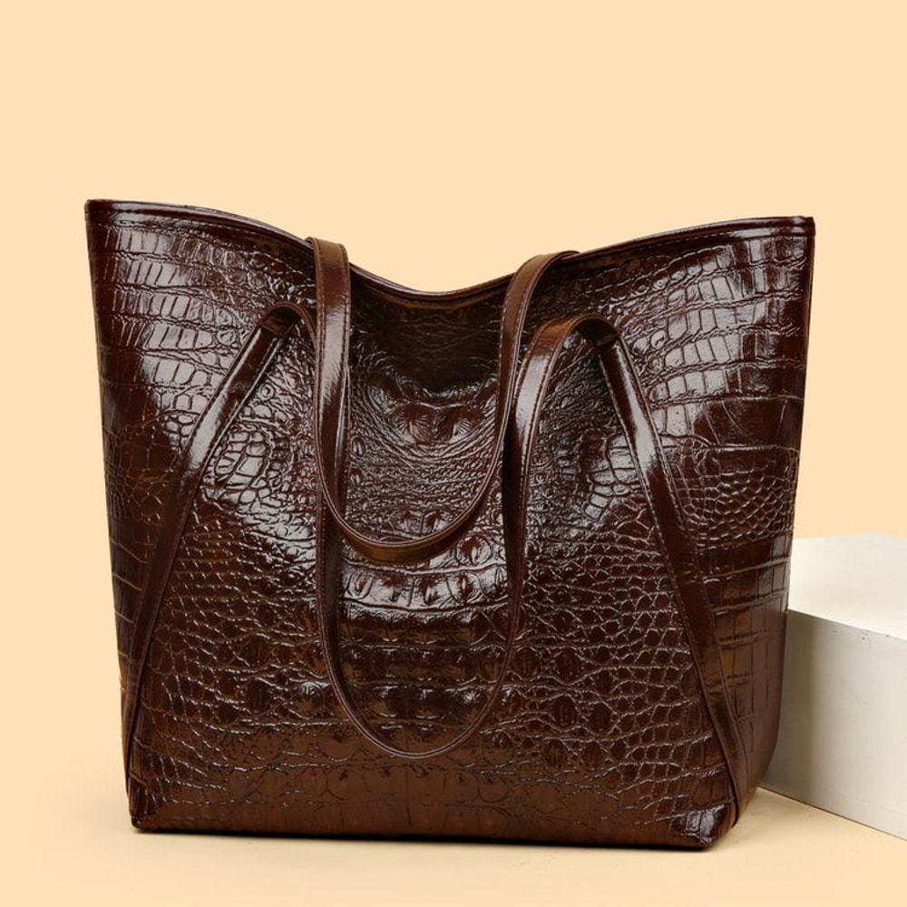 Retro Crocodile Pattern Womens Tote Bag Stylish Handbag Shoulder Bag Perfect For Work Commuting 5