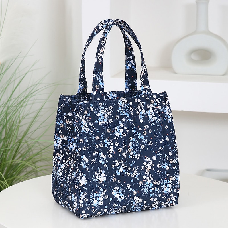 Brand New FloralPrinted Handbag Zippered Work Lunch Box With Aluminum Foil Insulation 2