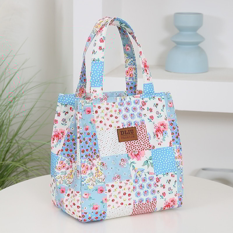 Brand New FloralPrinted Handbag Zippered Work Lunch Box With Aluminum Foil Insulation 9