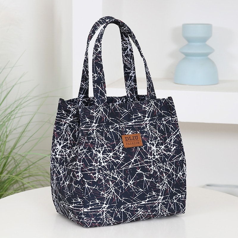 Brand New FloralPrinted Handbag Zippered Work Lunch Box With Aluminum Foil Insulation 7