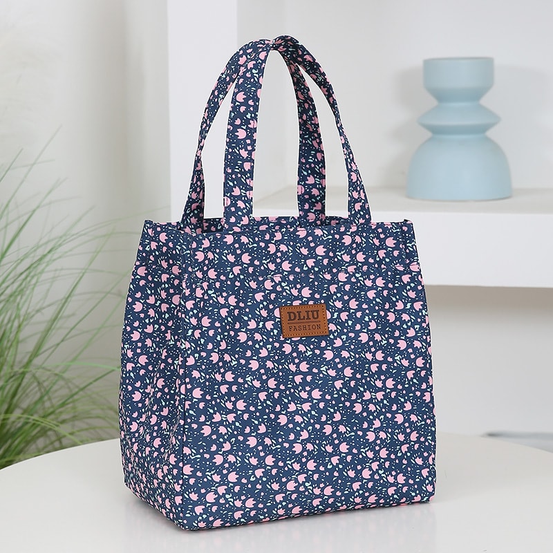 Brand New FloralPrinted Handbag Zippered Work Lunch Box With Aluminum Foil Insulation 10