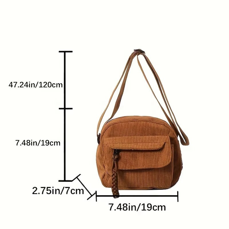 Casual Harajuku Style Crossbody Bag For Women Multi Pockets Adjustable Strap Zipper Closure 2