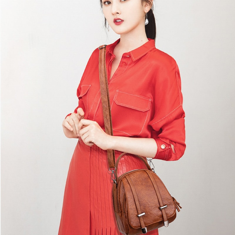 Vintage Fashion Crossbody Bag For Women MultiFunctional Soft PU Leather Small Shoulder Bag Female P 0
