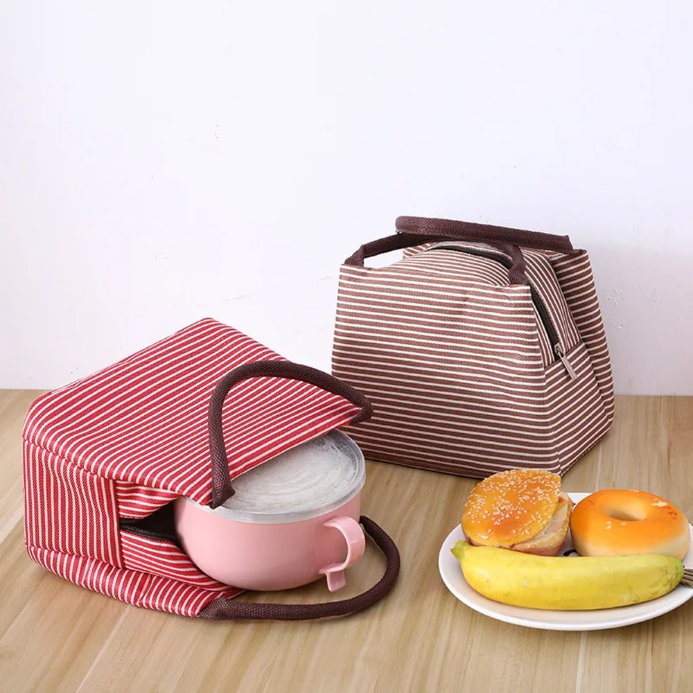 Isothermal Bag For Packaged Food New Stripes Lunch Bag For Women Thermal Refrigerator Pouch 3