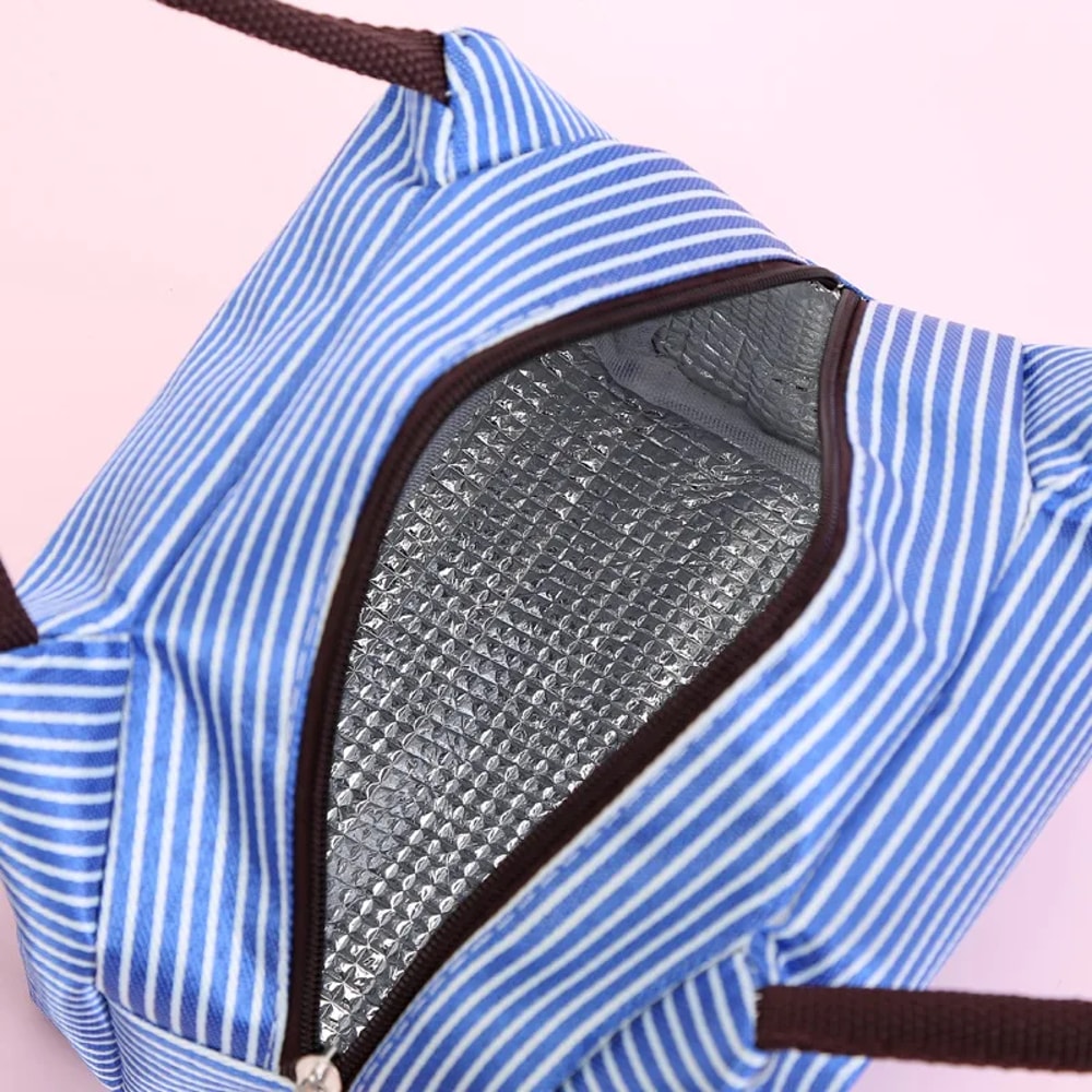 Isothermal Bag For Packaged Food New Stripes Lunch Bag For Women Thermal Refrigerator Pouch 4