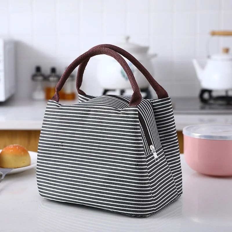 Isothermal Bag For Packaged Food New Stripes Lunch Bag For Women Thermal Refrigerator Pouch 6
