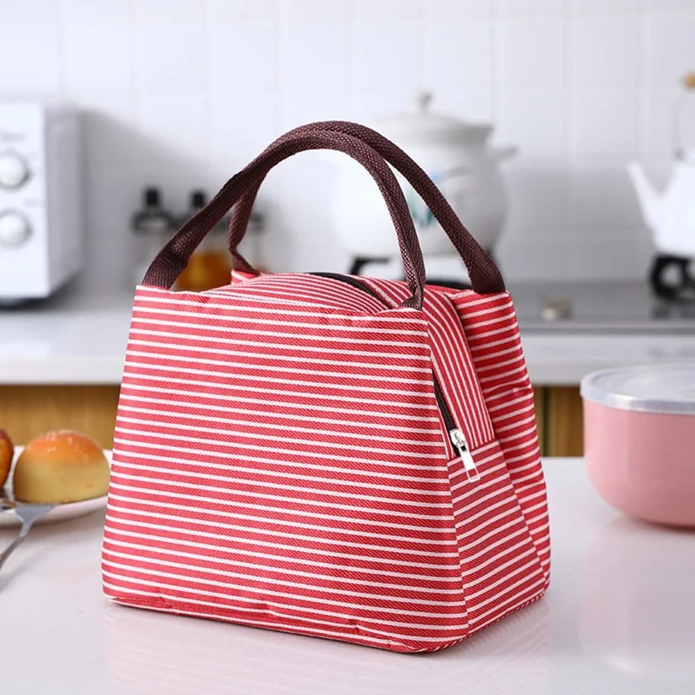 Isothermal Bag For Packaged Food New Stripes Lunch Bag For Women Thermal Refrigerator Pouch 7