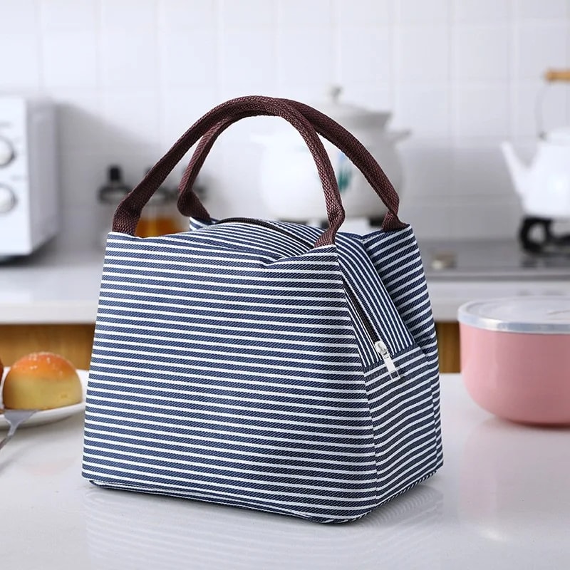 Isothermal Bag For Packaged Food New Stripes Lunch Bag For Women Thermal Refrigerator Pouch 8