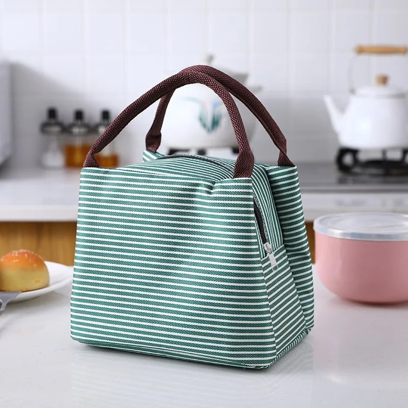 Isothermal Bag For Packaged Food New Stripes Lunch Bag For Women Thermal Refrigerator Pouch 9