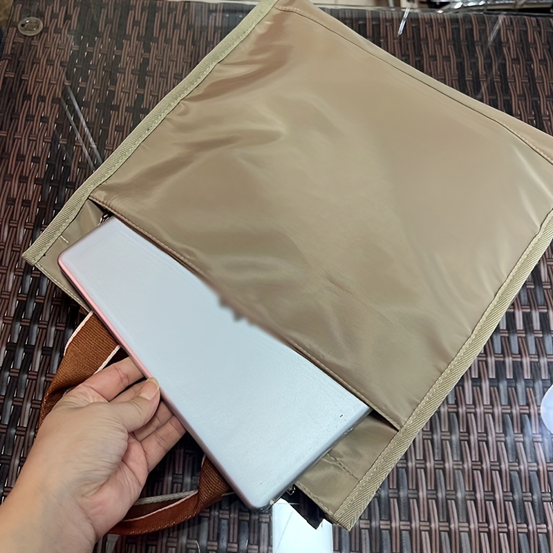 Multi-Pocket Zipper Closure School Work Bag, Large Capacity Nylon Tote Bag, Machine Washable for Students Books Lunch