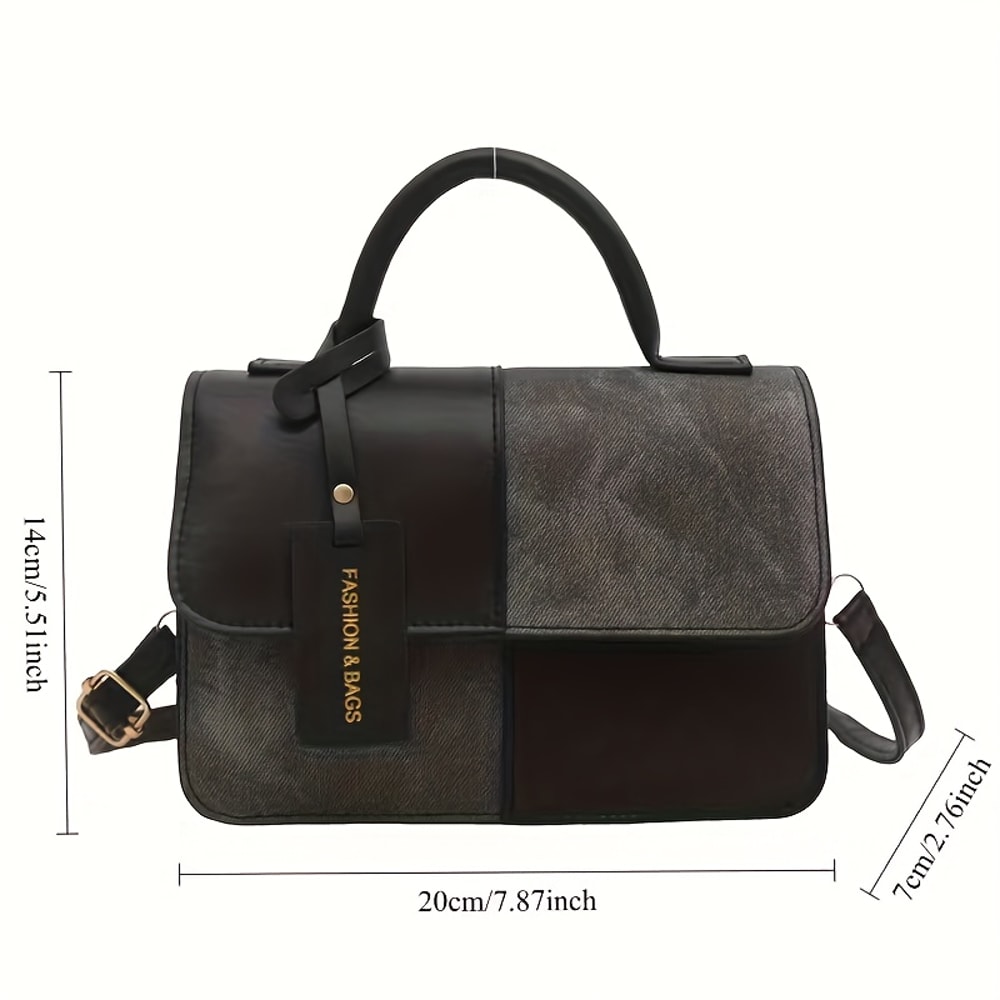 Geometric Pattern Snap Closure Tote Bag Elegant Womens Crossbody Shoulder Handbag 2