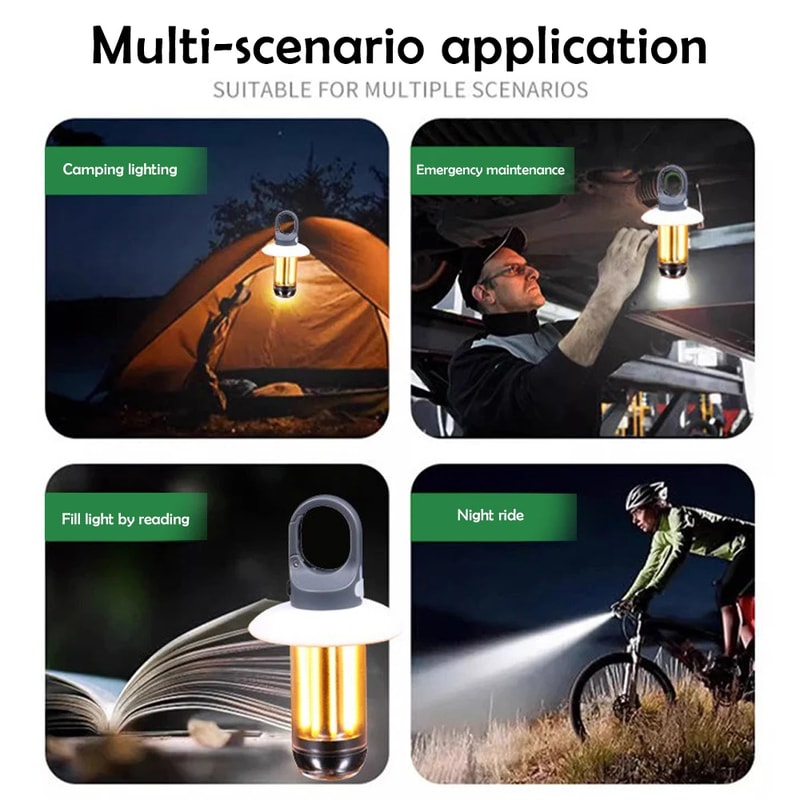Portable LED Rechargeable Flashlight Super Bright 5 Modes Camping Lantern Waterproof Tent Lamp For 4