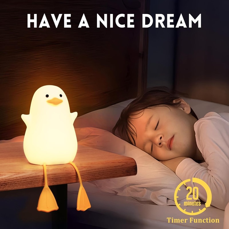 Fun Duck Silicone Night Light Atmosphere Light For Childrens Bedroom USB Powered 1