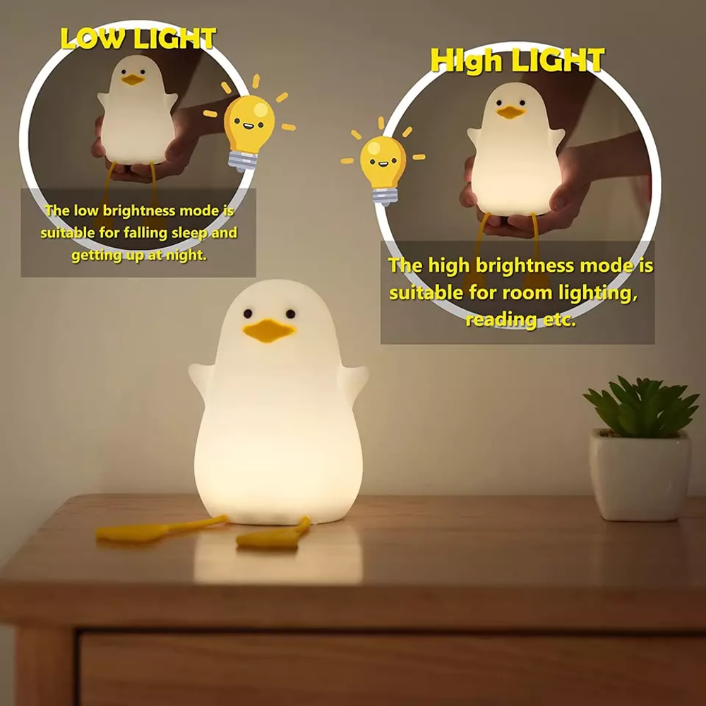 Fun Duck Silicone Night Light Atmosphere Light For Childrens Bedroom USB Powered 4