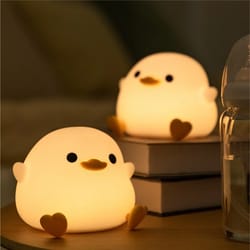 cute duck led night light, silicone lamp for kids, touch sensor, usb rechargeable, perfect birthday gift for children