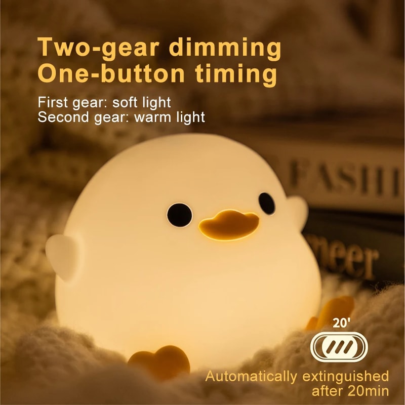 Cute Duck LED Night Light Silicone Lamp For Kids Touch Sensor USB Rechargeable Perfect Birthday Gif 3