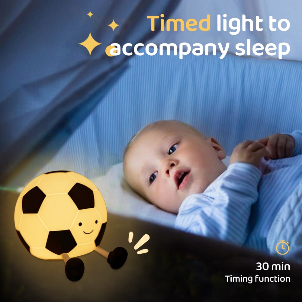 Rechargeable Sleeping Night Lamp Novelty Football Silicone 3 Level Dimmable Nursery Bedside Lamp 4