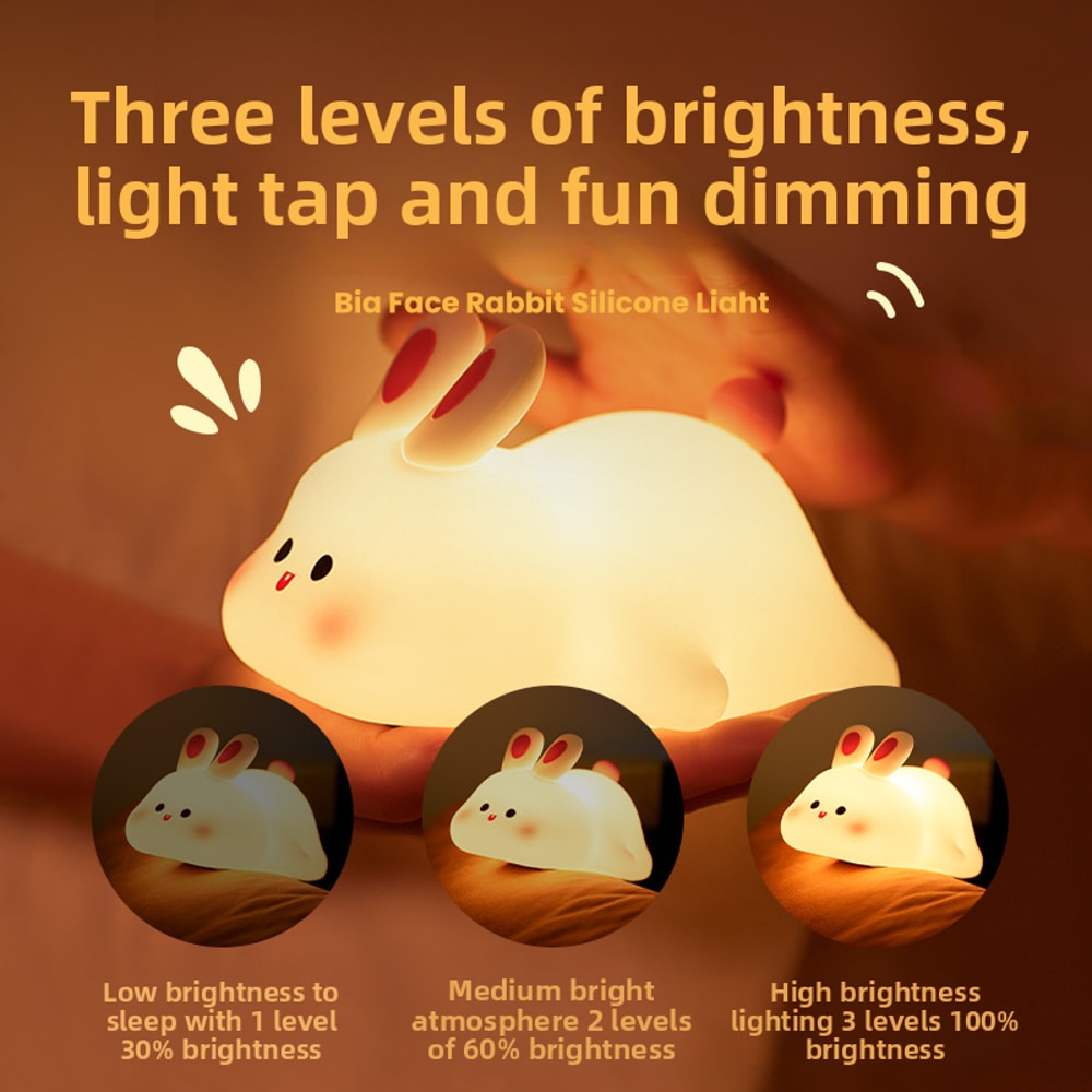 New LED Silicone Rabbit Night Light USB Rechargeable Perfect For Children Toys Christmas Atmospher 1
