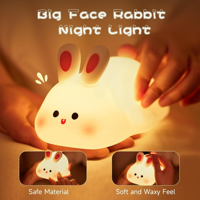 New LED Silicone Rabbit Night Light USB Rechargeable Perfect For Children Toys Christmas Atmospher 2