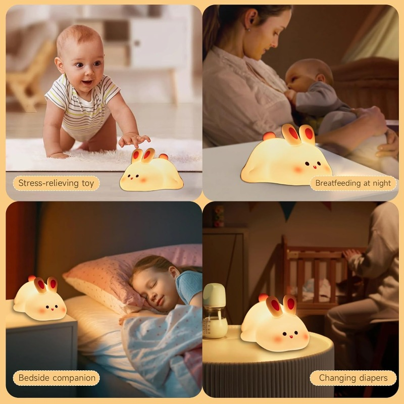 New LED Silicone Rabbit Night Light USB Rechargeable Perfect For Children Toys Christmas Atmospher 5