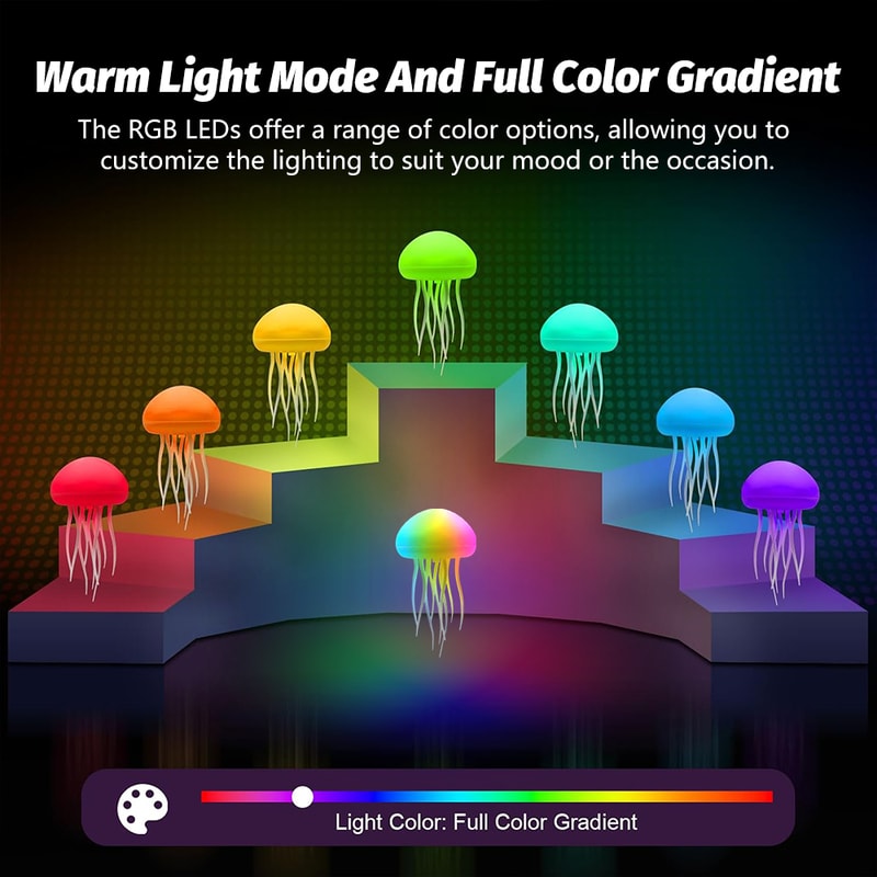 Rechargeable RGB Gradient Jellyfish Night Light With Remote Control Bedside Lamp For Christmas Gift 3