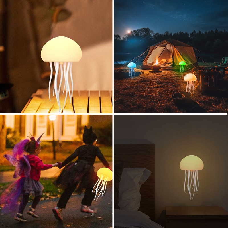 Rechargeable RGB Gradient Jellyfish Night Light With Remote Control Bedside Lamp For Christmas Gift 5