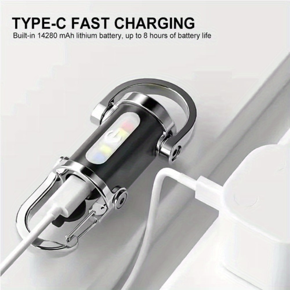 USB Rechargeable Mini COB LED Keychain Flashlight Waterproof Work Light Camping Pocket Lamp 1