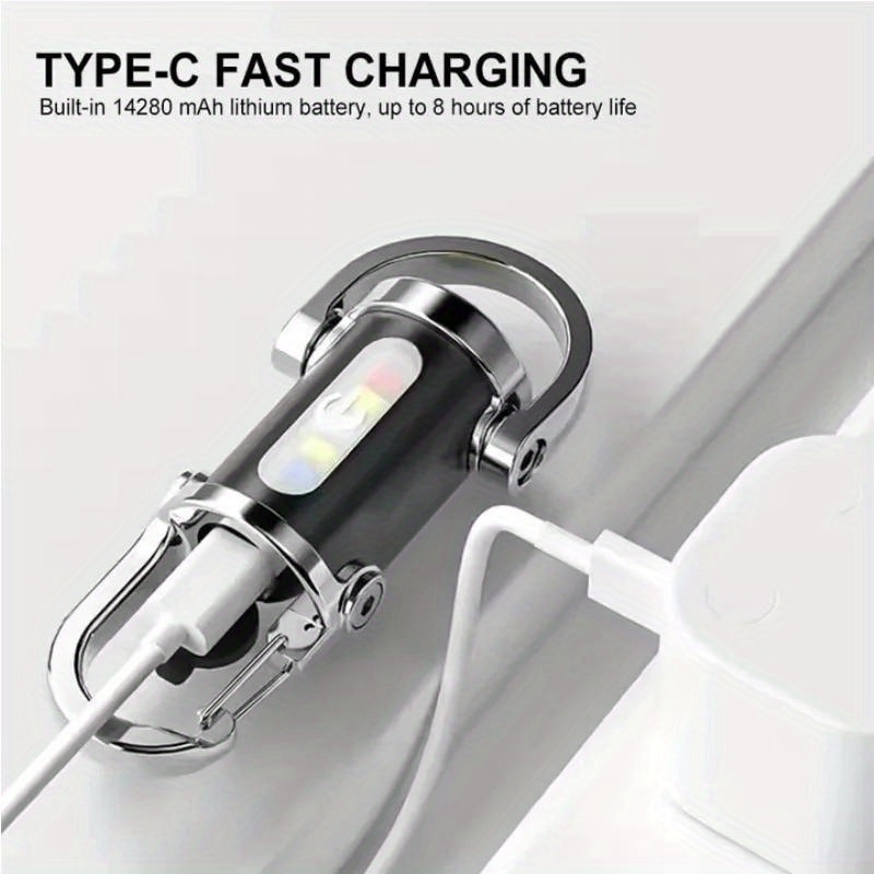 USB Rechargeable Mini COB LED Keychain Flashlight Waterproof Work Light Camping Pocket Lamp 1