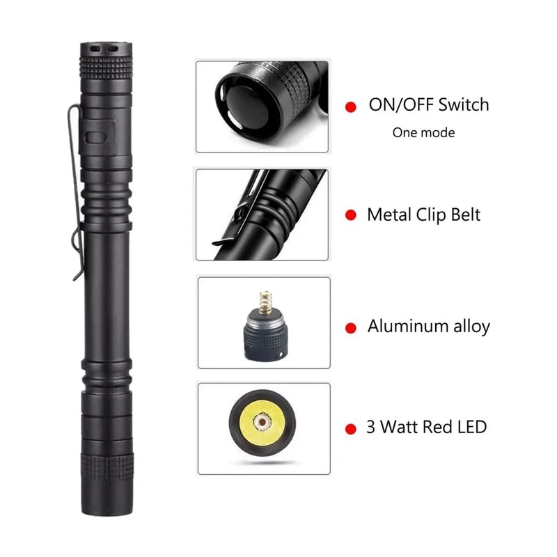 One Mode Red Light Flashlight For Camping Hiking Animal Protection Beekeeping Detecting 3