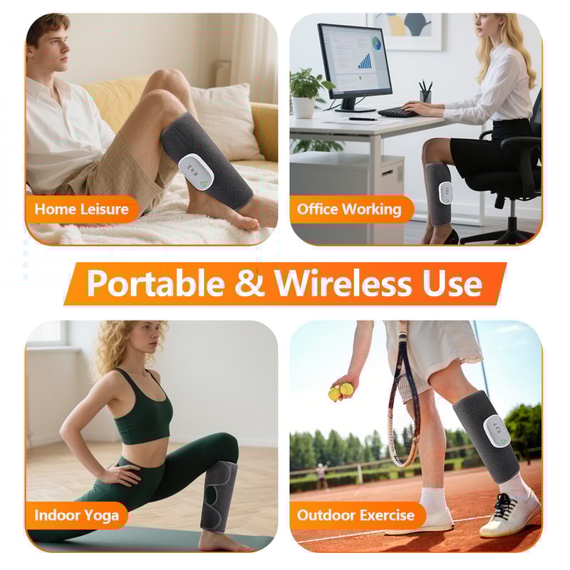 Rechargeable Wireless Leg Massager 8 Intensities Calf Air Compression For Muscle Relaxation 4