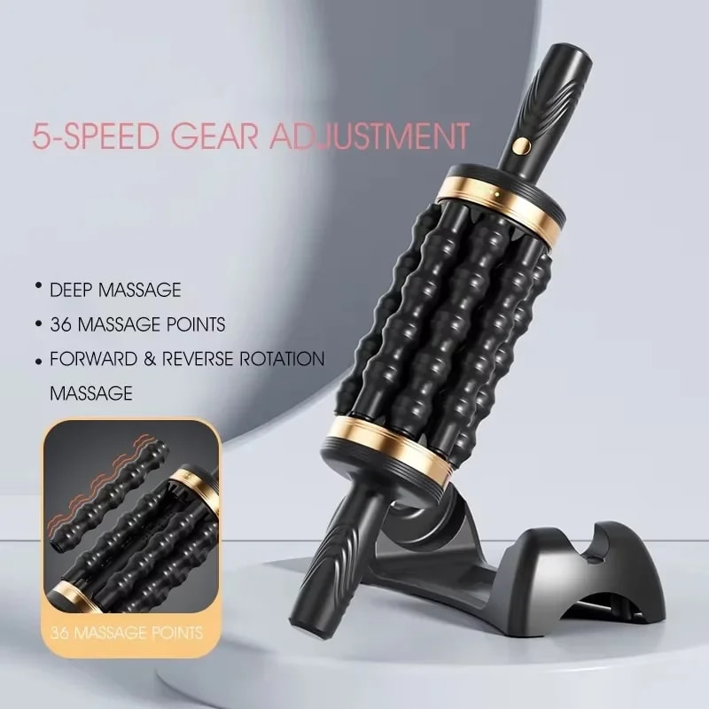 Hand Held Massager for Muscles, Rolling Percussive Massager, Powered Muscle Roller for Whole Body Relief