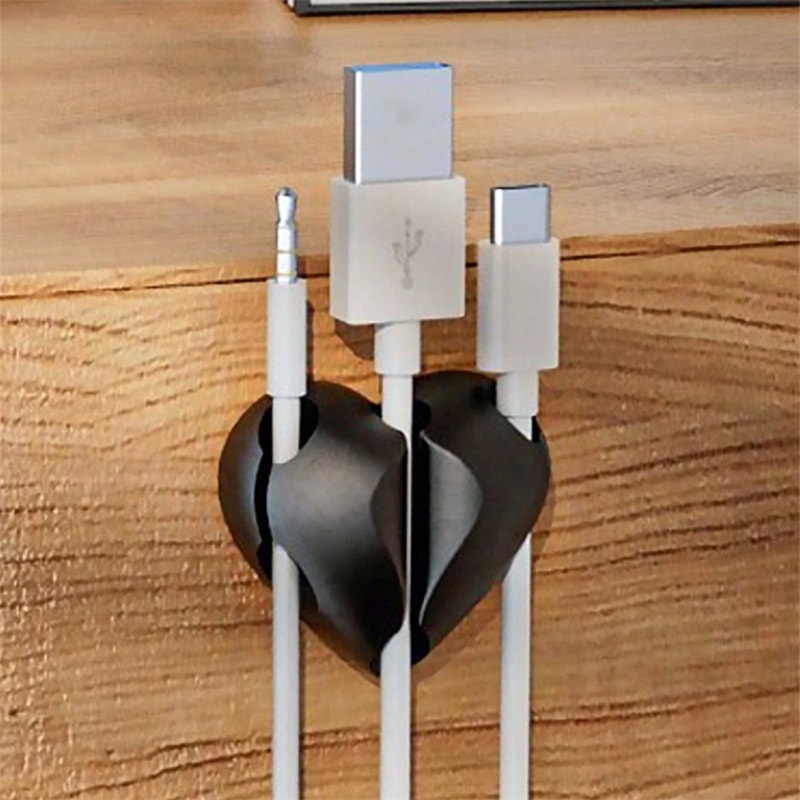 USB Charging Cable Clips HeartShaped Mini Cable Winder Organizer Desk Tidy Organiser Holder Protect 2