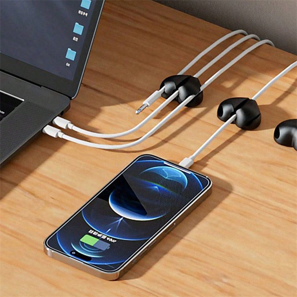USB Charging Cable Clips HeartShaped Mini Cable Winder Organizer Desk Tidy Organiser Holder Protect 5