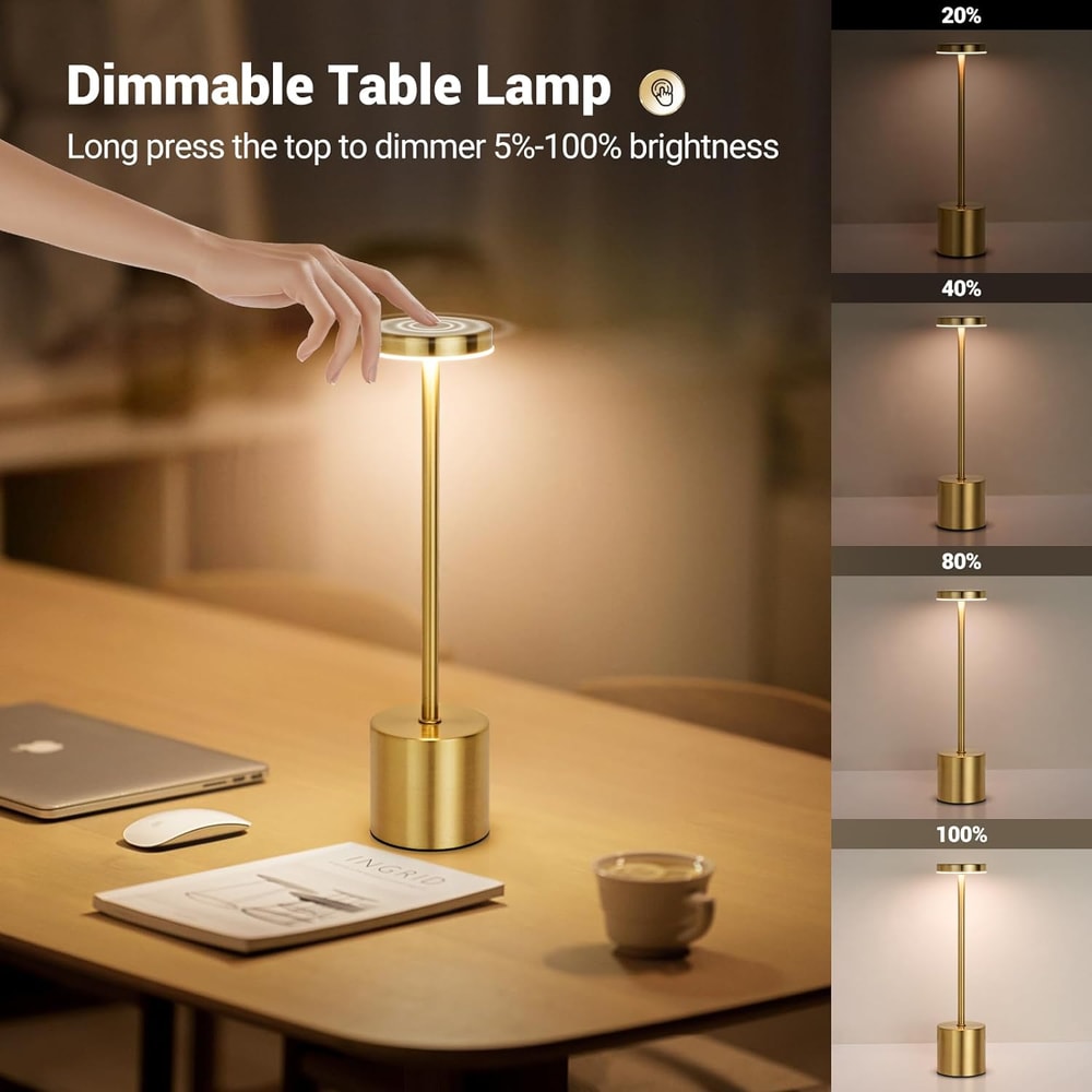 LED Touch Metal Table Lamp Rechargeable Bedside Creative Light Bar Outdoor Ambient Night Light 2