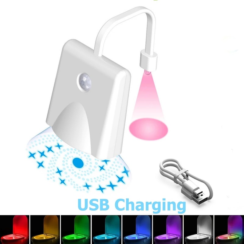 Human Sensing Toilet Night Light Waterproof Charging Projection Lamp Colorful Bathroom Lighting Dec 0