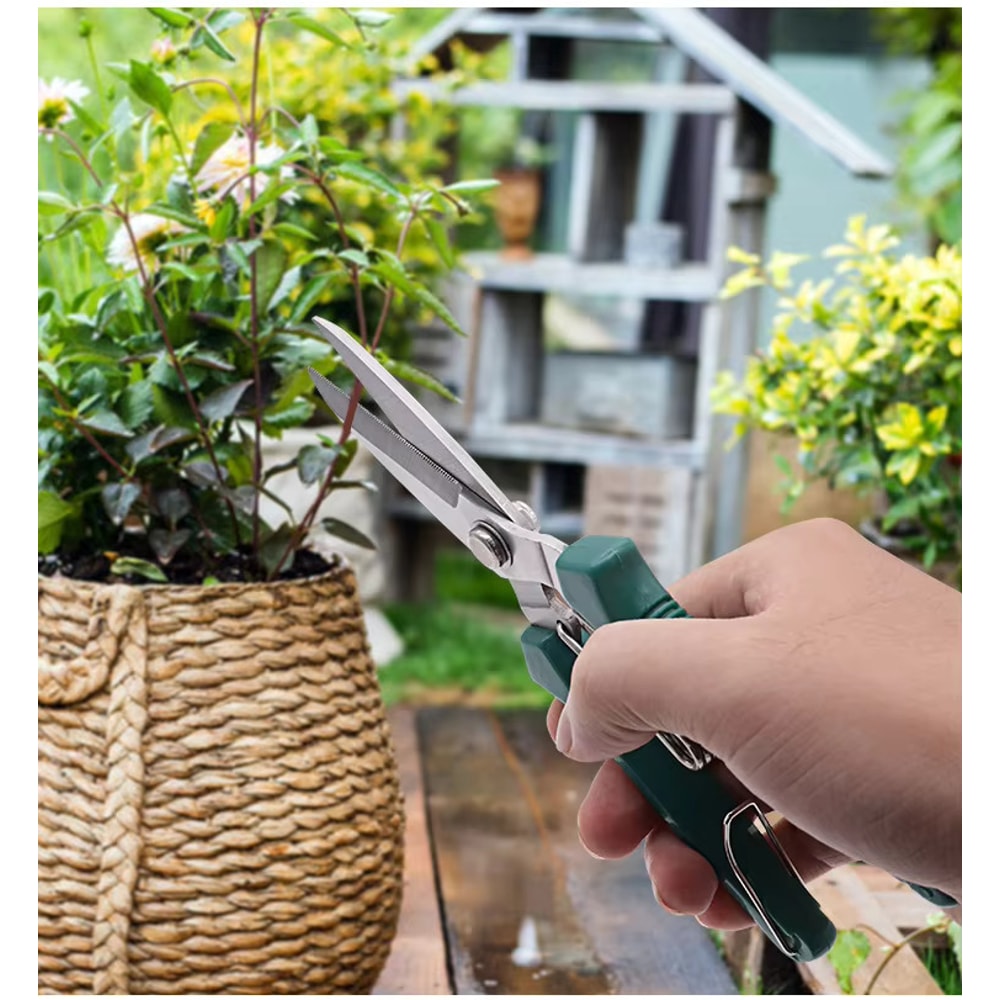 Straight Head Pruning Shears Nonslip Handle Stainless Steel Garden Scissors 1