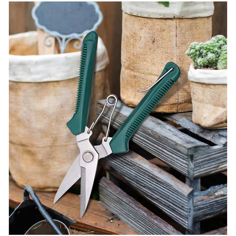 Straight Head Pruning Shears Nonslip Handle Stainless Steel Garden Scissors 3