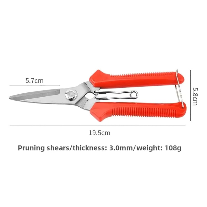 Straight Head Pruning Shears Nonslip Handle Stainless Steel Garden Scissors 4