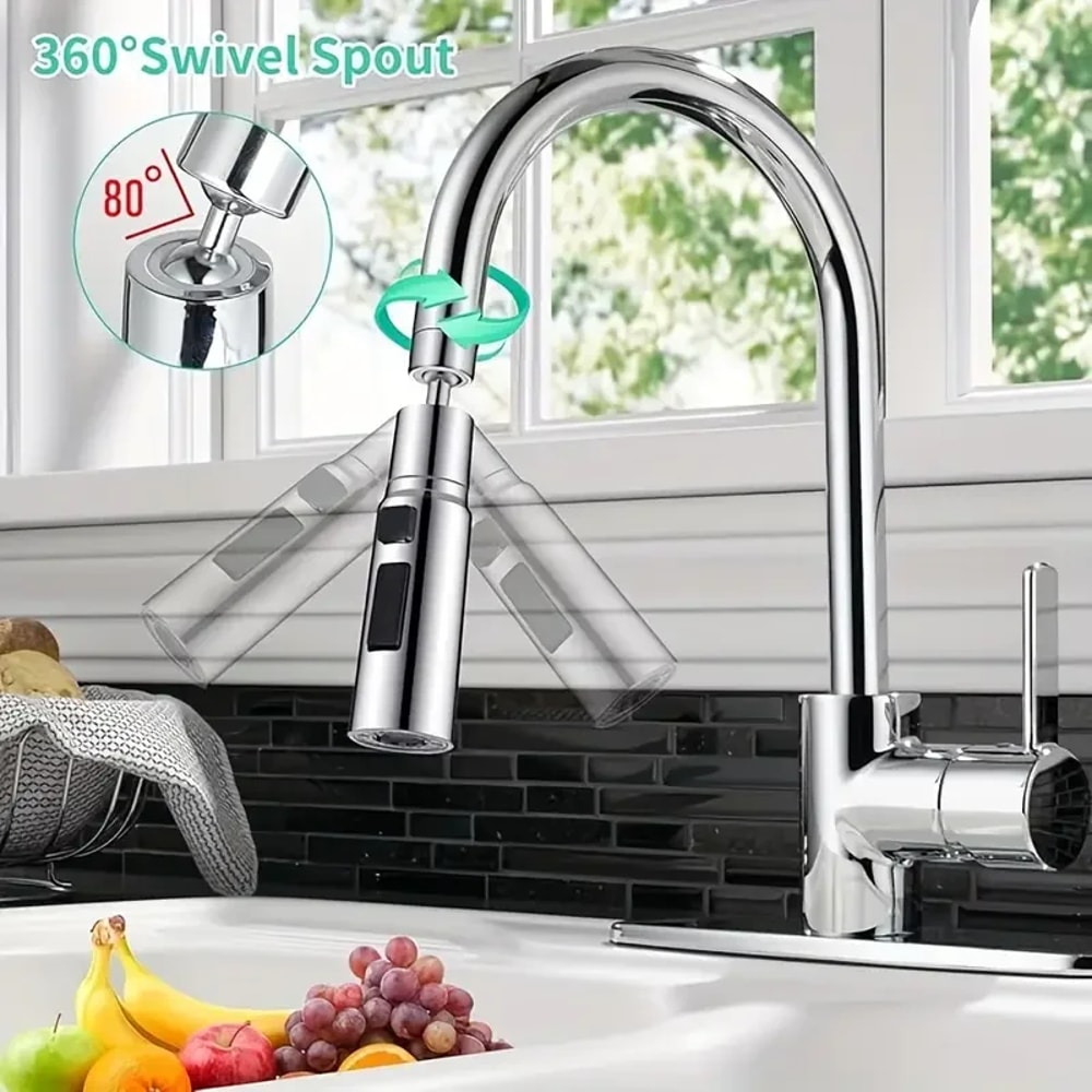 Faucet Extender With Metal Alloy Head AntiSplash Shower Sprayer Water Saver For Home 2