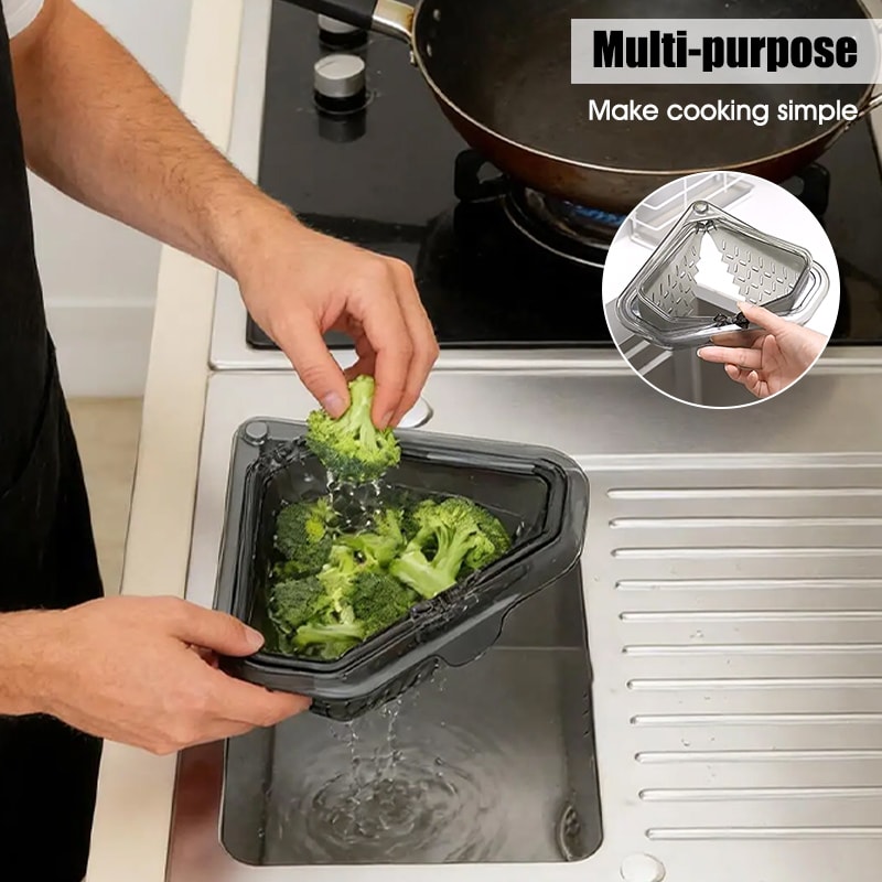 Magnetic Suction Corner Sink Strainer SpaceSaving Triangular Kitchen Sink Filter For Efficient Drai 2