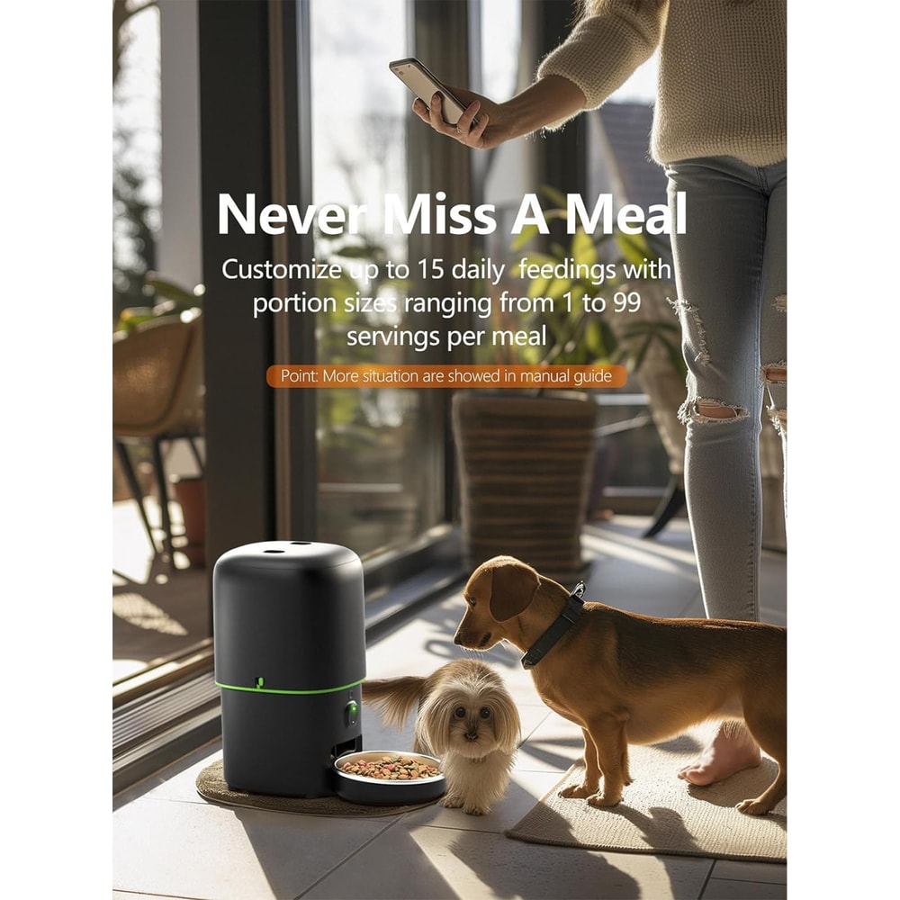 Automatic Smart Cat Feeder with Camera, WiFi-Enabled App Control for Cats & Dogs