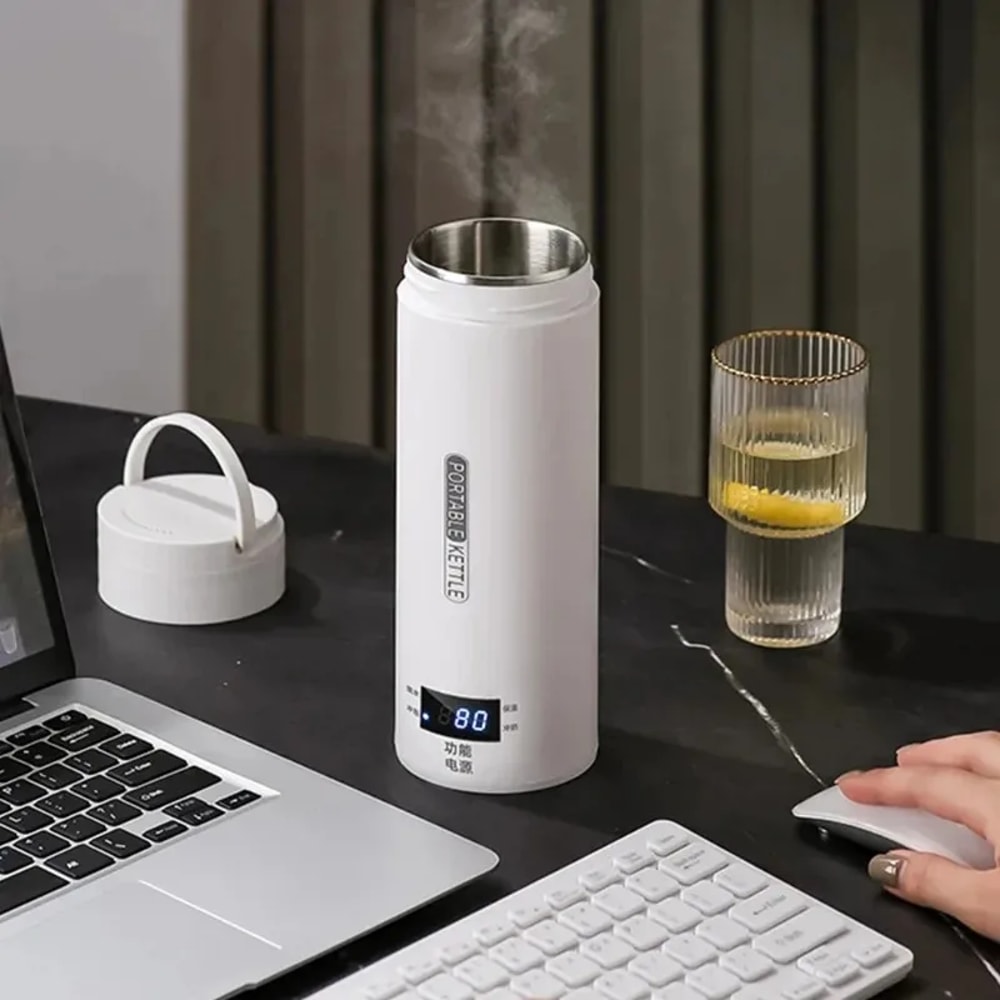 Portable Electric Tea And Coffee Kettle Travel Water Boiler With AntiScald Thermal Cup 3