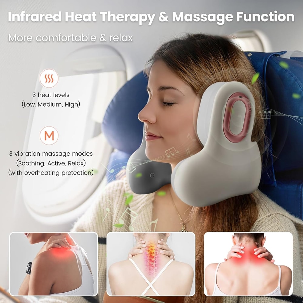 Wireless Neck Massager with Heat and Bluetooth Relaxing Neck Pillow Massager