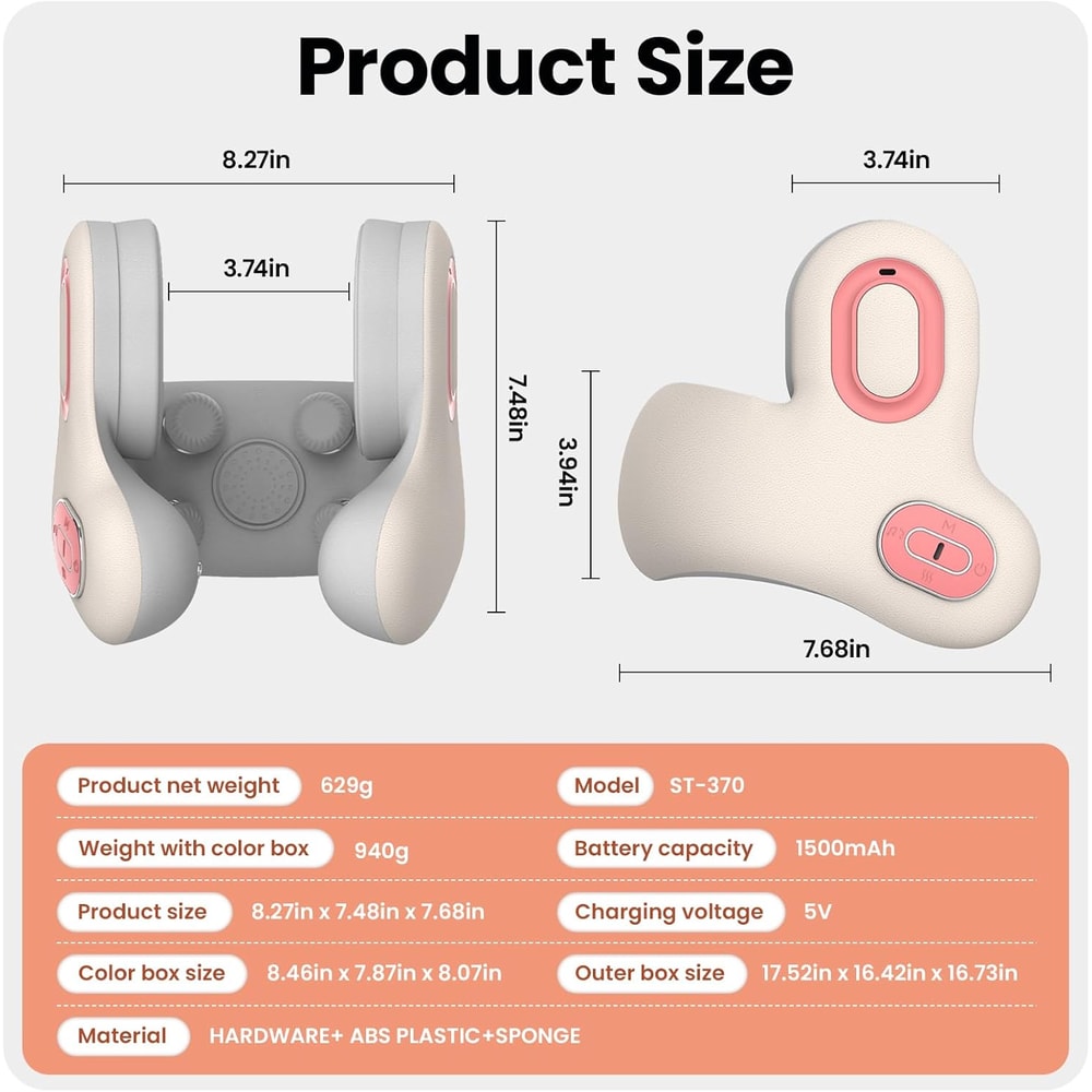 Wireless Neck Massager with Heat and Bluetooth Relaxing Neck Pillow Massager