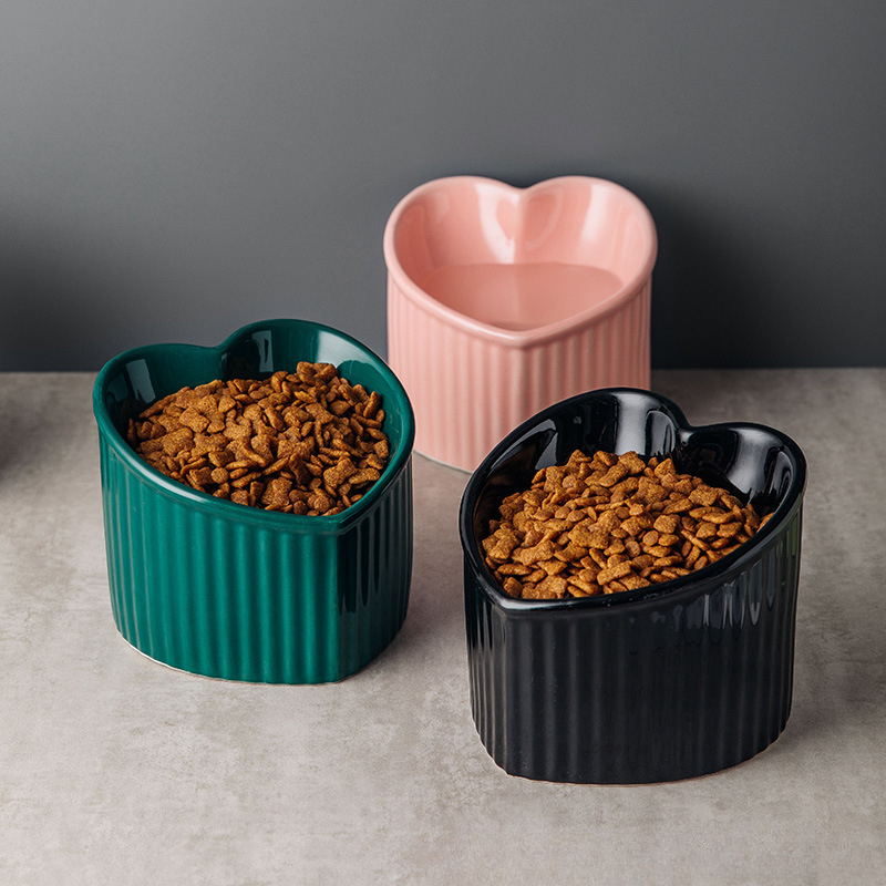 Slanted Elevated Cat Bowl Ceramic Tilted Cat Bowl With Anti Tip Stand 1