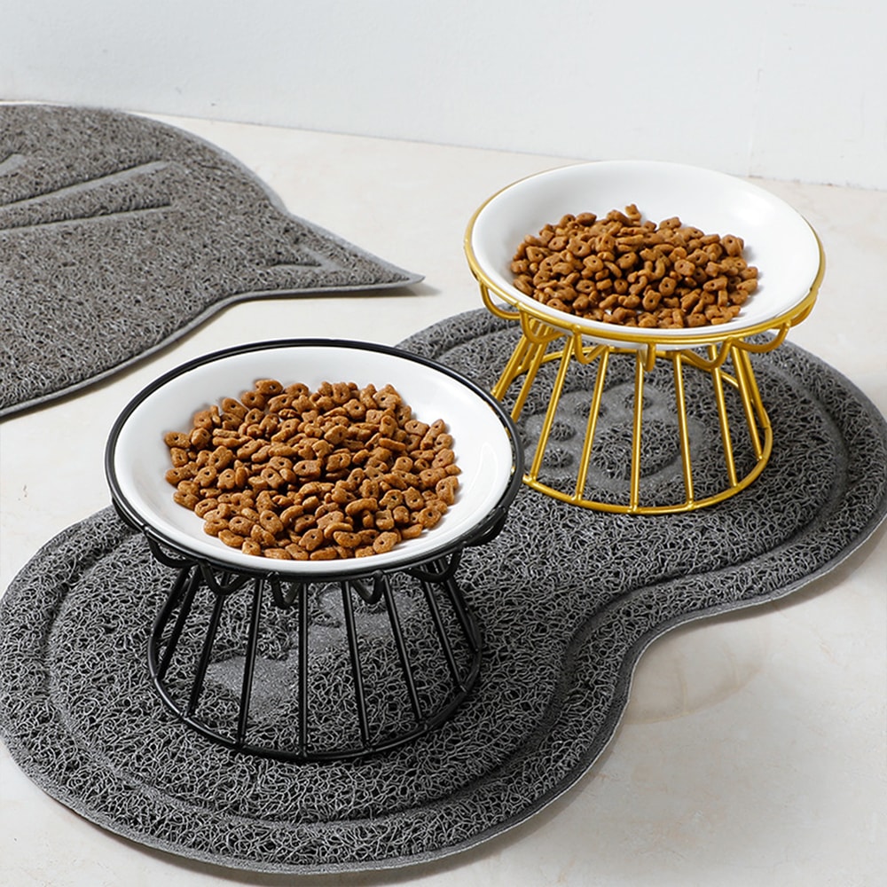 Ceramic Raised Pet Bowl with Stand Elevated Dog and Cat Feeding Bowl Set