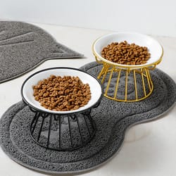 ceramic raised pet bowl with stand elevated dog and cat feeding bowl set