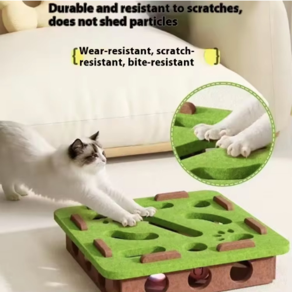 Interactive Cat Puzzle Toy Felt Cat Play Box With Bell Ball 2