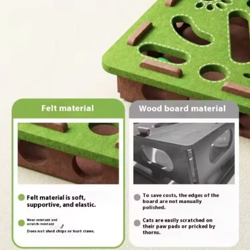 Interactive Cat Puzzle Toy Felt Cat Play Box With Bell Ball 3