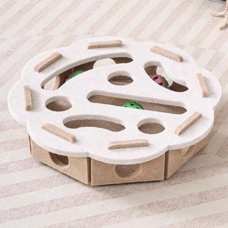 Interactive Cat Puzzle Toy Felt Cat Play Box With Bell Ball 7